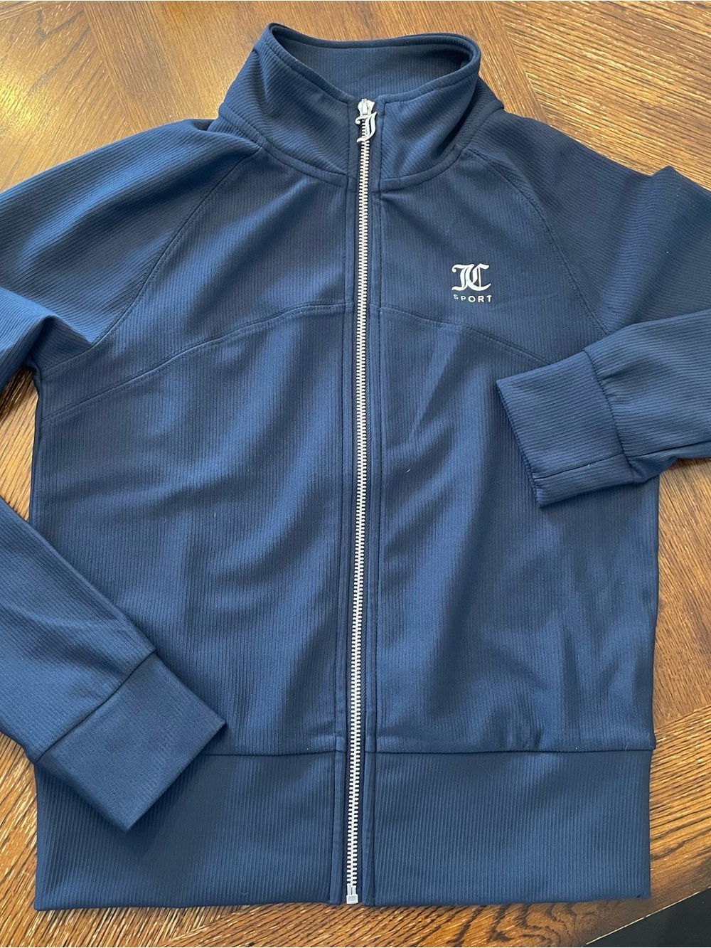 Juicy Couture Sport Navy Zip-Up silver accents ladies small